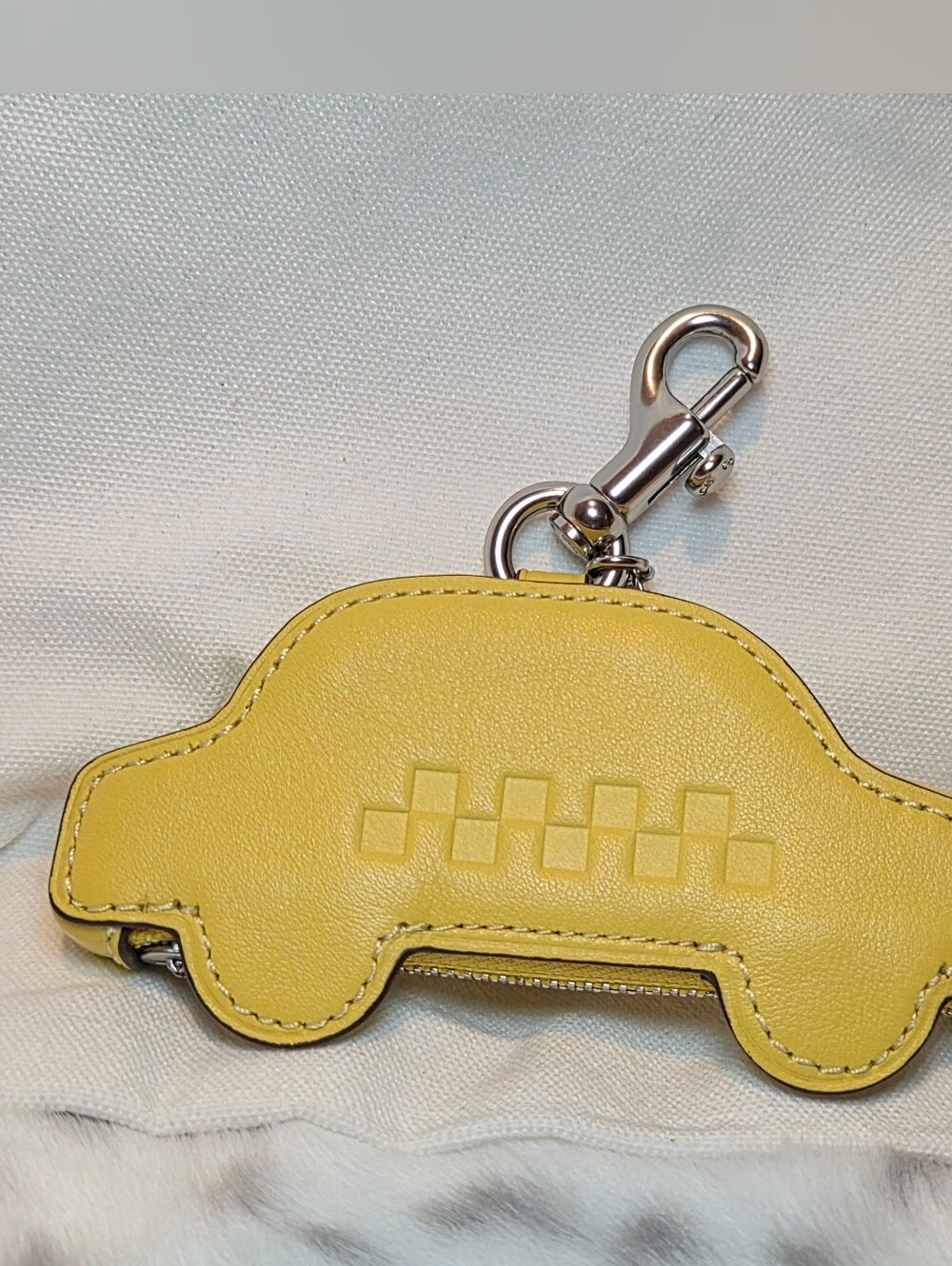 NWT Coach Taxi Bag Charm Yellow Leather Coin Purse CDB16 NYC Cab